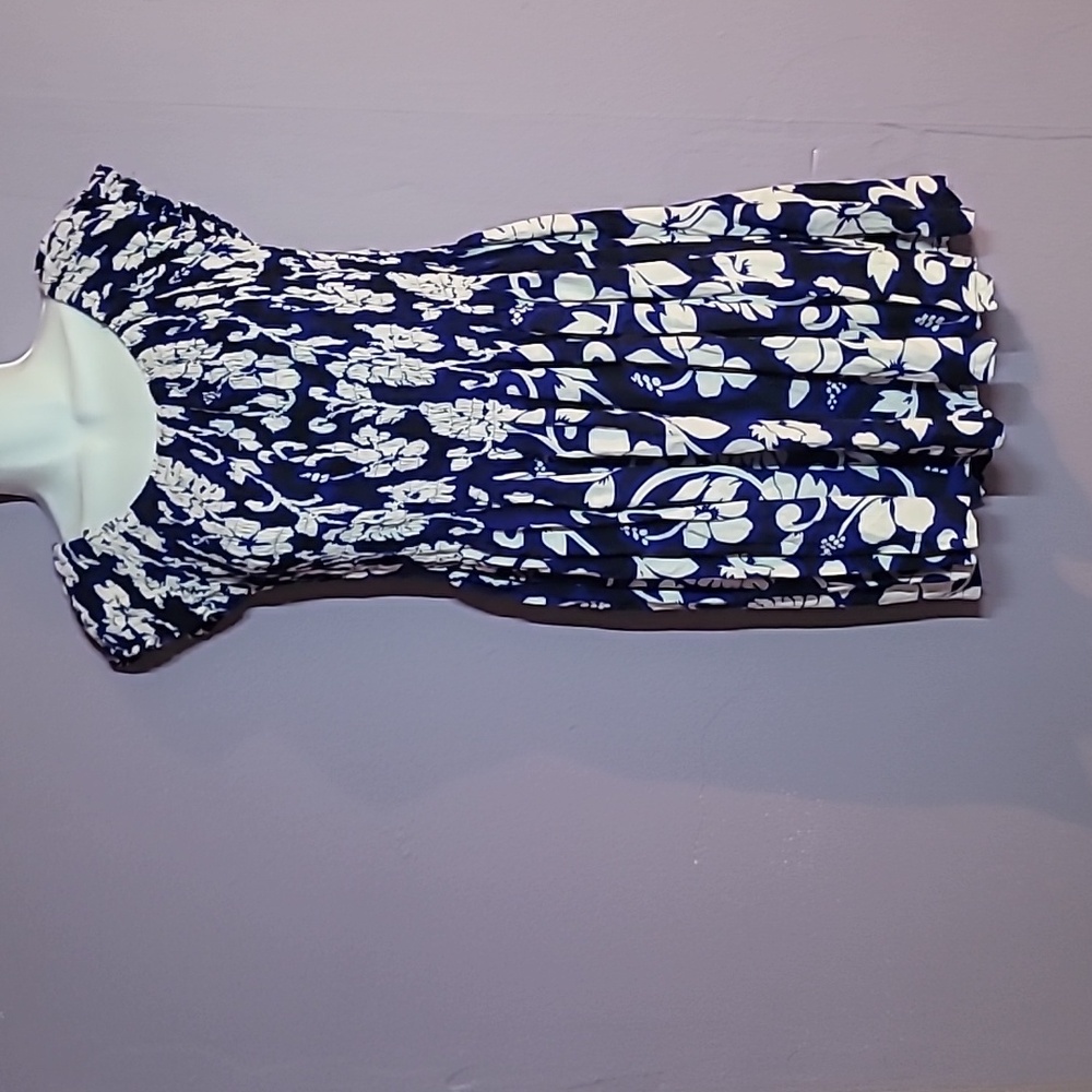 Craft Collection Palm Print Scrunchie in Blue and White